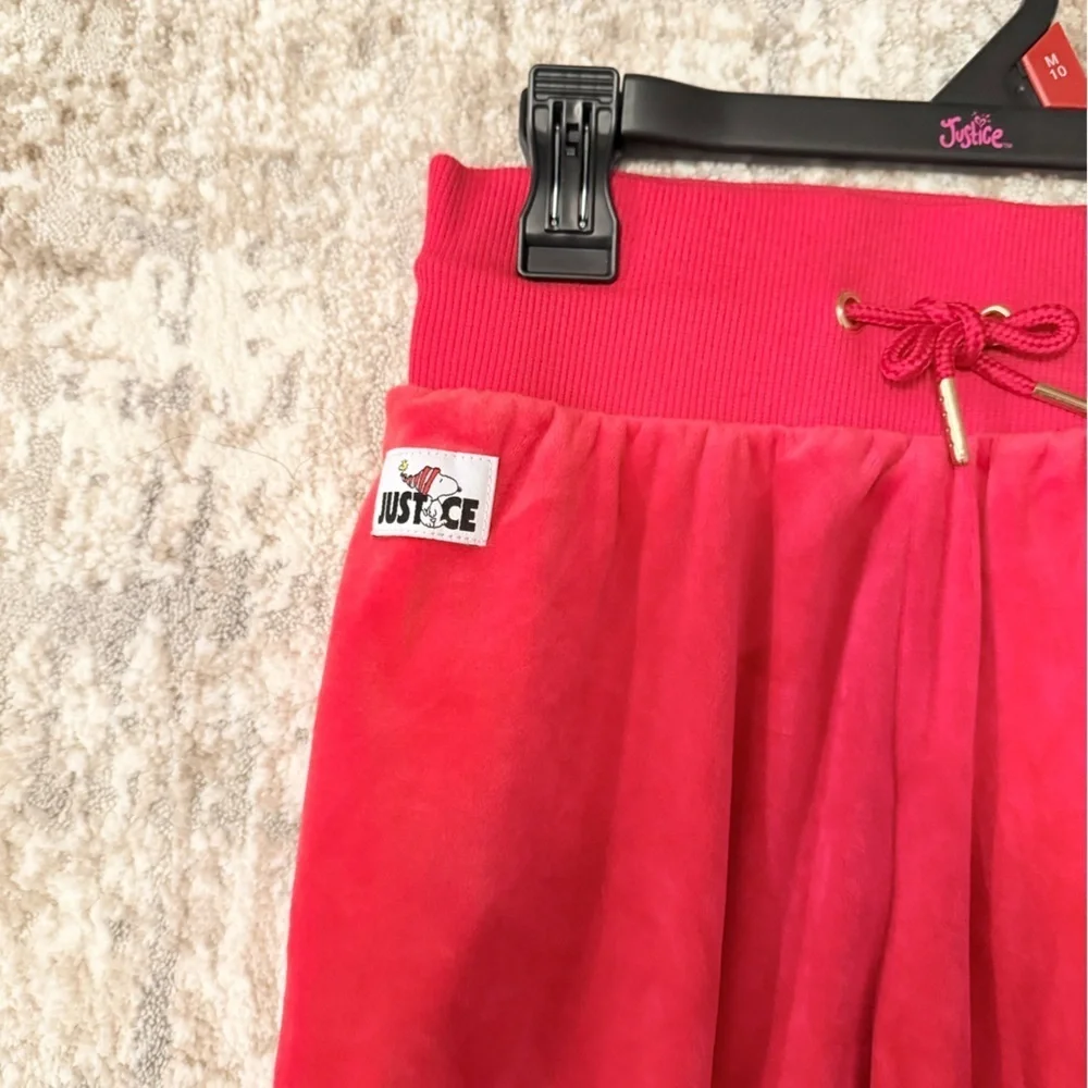 Justice Kids Red Snoopy Holiday Velour Limited Edition Sweatpant Joggers size 10